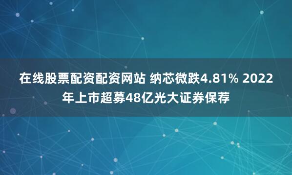 在线股票配资配资网站 纳芯微跌4.81% 2022年上市超募48亿光大证券保荐