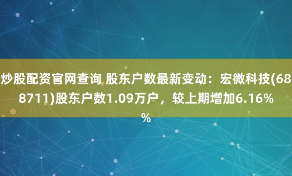 炒股配资官网查询 股东户数最新变动：宏微科技(688711)股东户数1.09万户，较上期增加6.16%